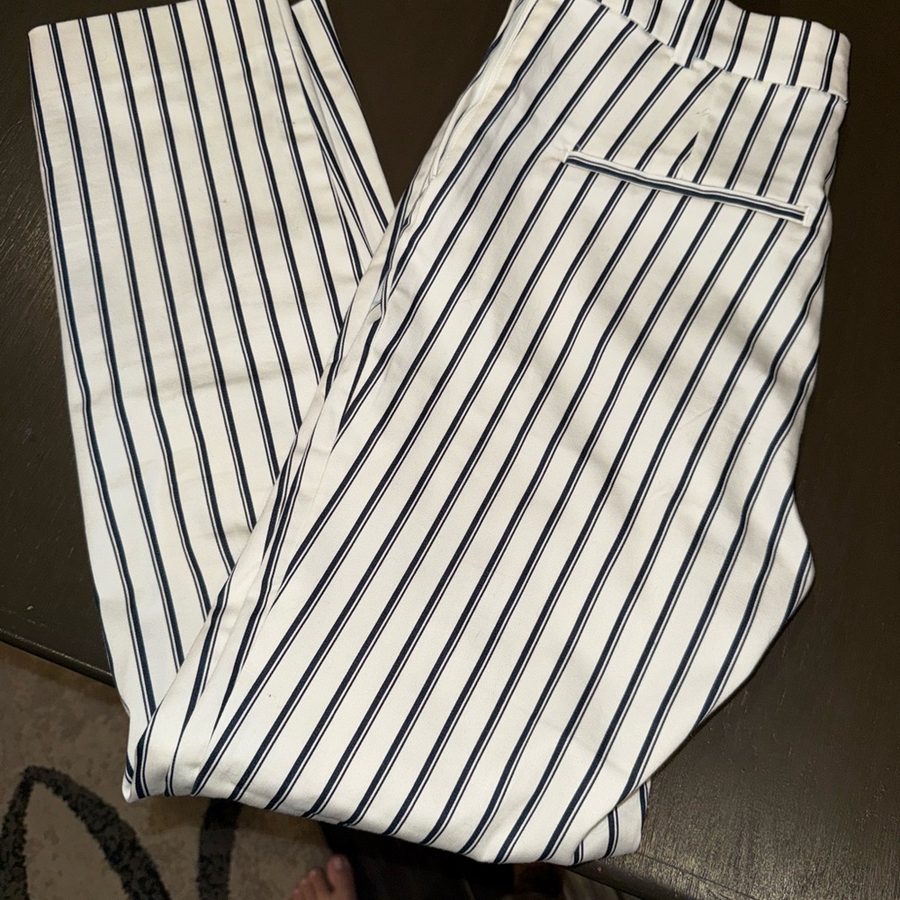 H&M Women's White and Black Striped Trousers
